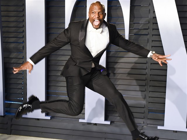 Terry Crews was so excited, he jumped in the air.