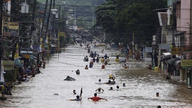 A flood is an overflow of an expanse of water that submerges land, a deluge. It is usually due to the volume of water within a body of water, such as ...