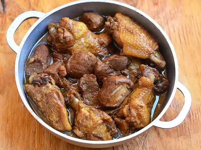 Philippine adobo (from Spanish adobar: 